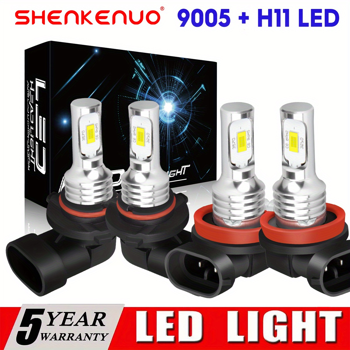 4pcs 9005+H11 36000LM 6000K Br – обзор и цена Led Headlight Bulbs